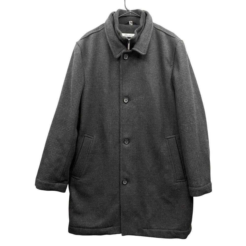 Kenneth Cole Men's Wool Blend Coat Tonal Check Classic Sophisticated 44L‎